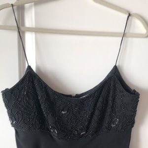 Niteline ✔️ vintage ‼️💯 silk size 8 glass bead floral embellished black dress🚨